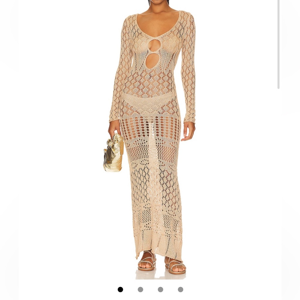 Revolve Long Sleeve Crochet Maxi Dress by SNDYS